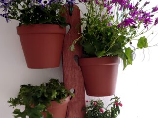 Wooden Flower Hanger + 4 TERRACOTTA POTS -For x4 Flower Pots