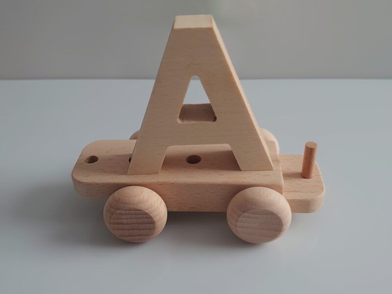 Wooden Letter "A" on Small Train Carriage- Part of the Letter Train Collection