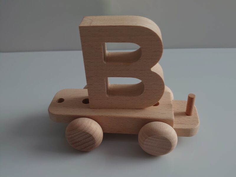 Wooden Letter "B" on Small Train Carriage-Part of the Letter Train Collection