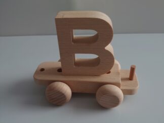 Wooden Letter "B" on Small Train Carriage-Part of the Letter Train Collection