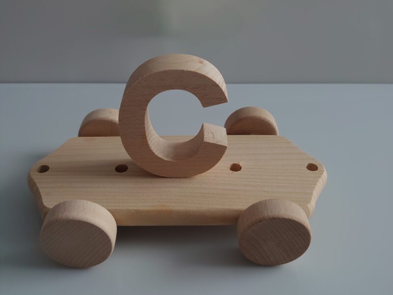 Wooden Letter "C" on Large Train Carriage- Part of the Letter Train Collection