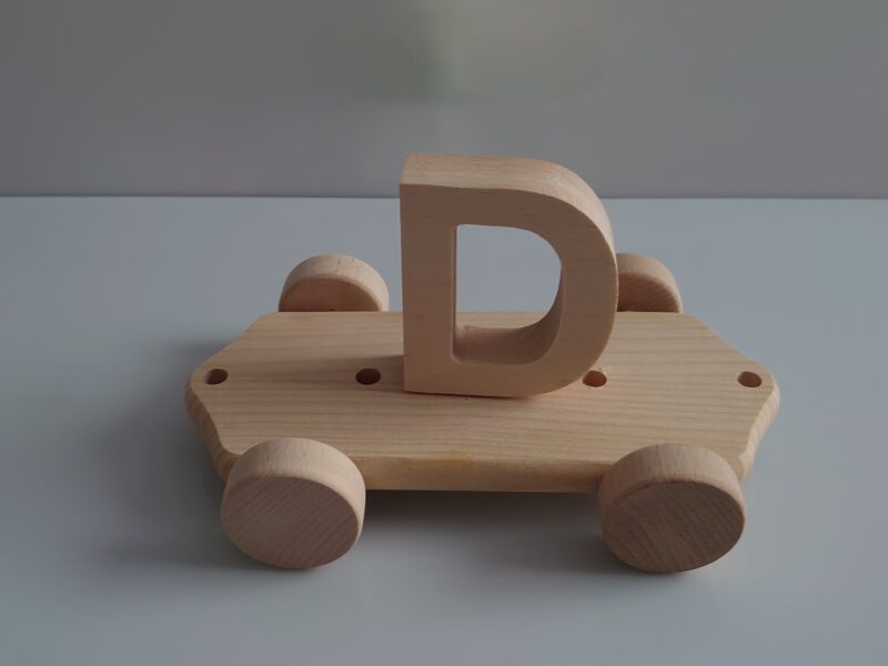 Wooden Letter "D" on Large Train Carriage- Part of the Letter Train Collection