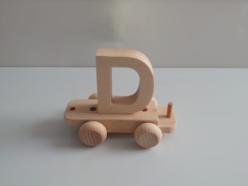 Wooden Letter "D" on Small Train Carriage- Part of the Letter Train Collection
