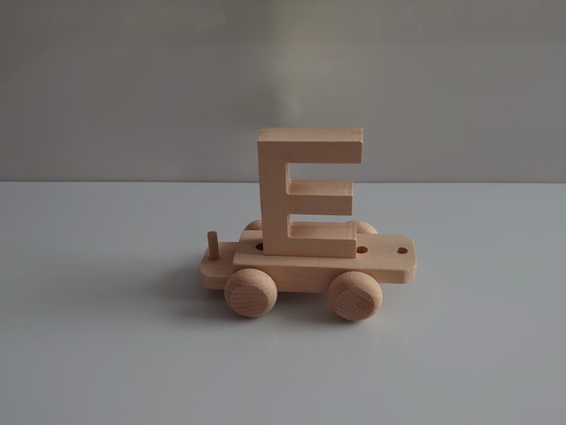 Wooden Letter "E" on Small Train Carriage- Part of the Letter Train Collection