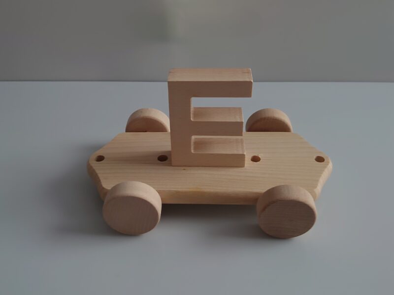 Wooden Letter "E" on Large Train Carriage- Part of the Letter Train Collection