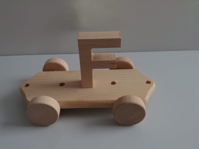 Wooden Letter "F" on Large Train Carriage- Part of the Letter Train Collection
