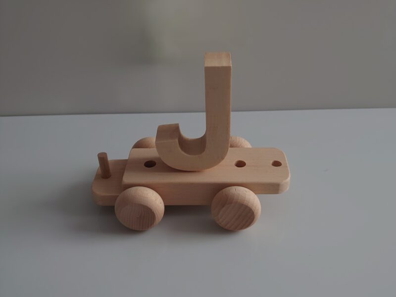 Wooden Letter "J" on Small Train Carriage- Part of the Letter Train Collection