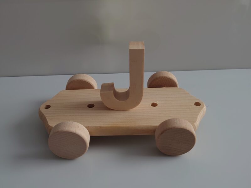 Wooden Letter "J" on Large Train Carriage- Part of the Letter Train Collection