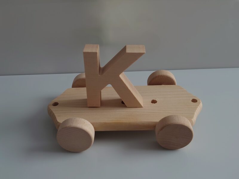 Wooden Letter "K" on Large Train Carriage- Part of the Letter Train Collection