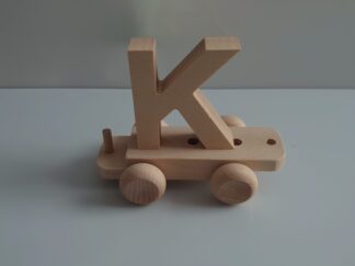 Wooden Letter "K" on Small Train Carriage- Part of the Letter Train Collection