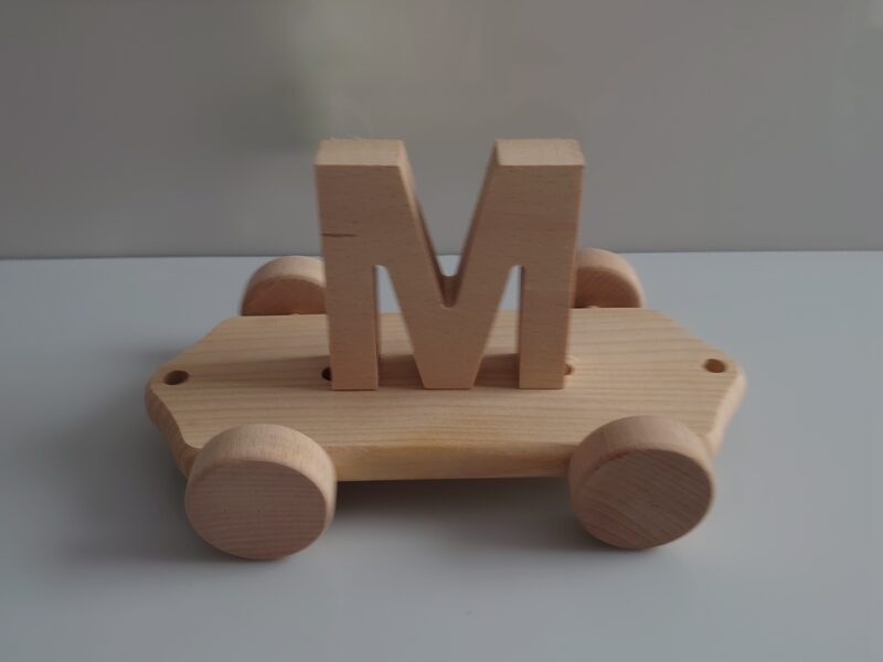 Wooden Letter "M" on Large Train Carriage- Part of the Letter Train Collection