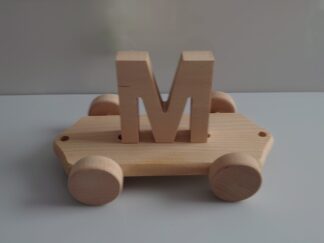 Wooden Letter "M" on Large Train Carriage- Part of the Letter Train Collection