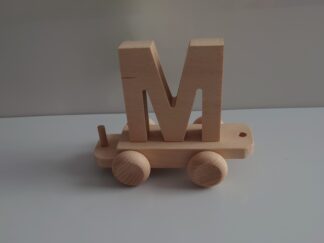 Wooden Letter "M" on Small Train Carriage- Part of the Letter Train Collection