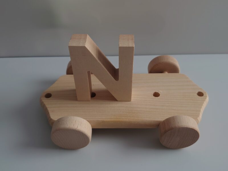 Wooden Letter "N" on Large Train Carriage- Part of the Letter Train Collection