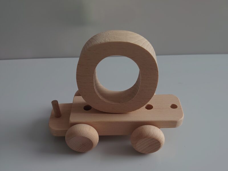 Wooden Letter "O" on Small Train Carriage- Part of the Letter Train Collection