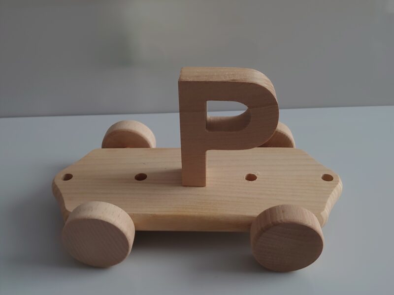 Wooden Letter "P" on Large Train Carriage- Part of the Letter Train Collection