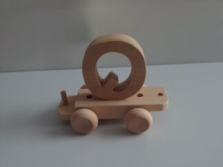 Wooden Letter "Q" on Small Train Carriage- Part of the Letter Train Collection