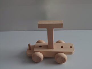 Wooden Letter "T" on Small Train Carriage- Part of the Letter Train Collection