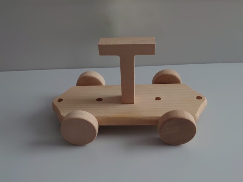 Wooden Letter "T" on Small Train Carriage- Part of the Letter Train Collection