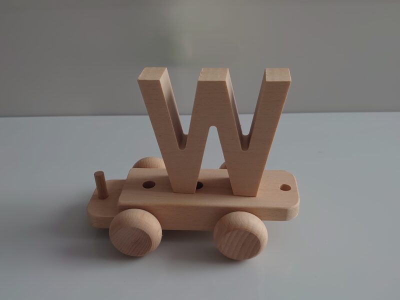 Wooden Letter "W" on Small Train Carriage- Part of the Letter Train Collection