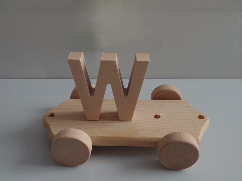 Wooden Letter "W" on Large Train Carriage- Part of the Letter Train Collection