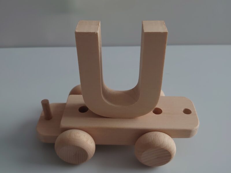 Wooden Letter "U" on Small Train Carriage- Part of the Letter Train Collection