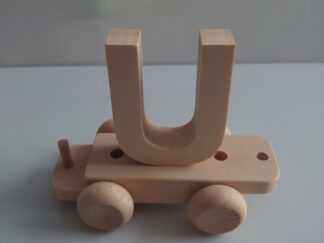 Wooden Letter "U" on Small Train Carriage- Part of the Letter Train Collection