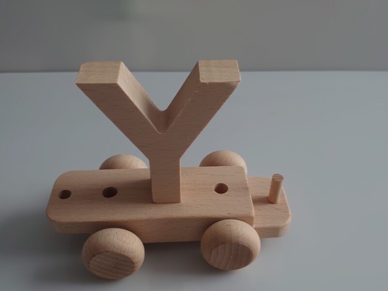 Wooden Letter "Y" on Small Train - Part of the Letter Train Collection