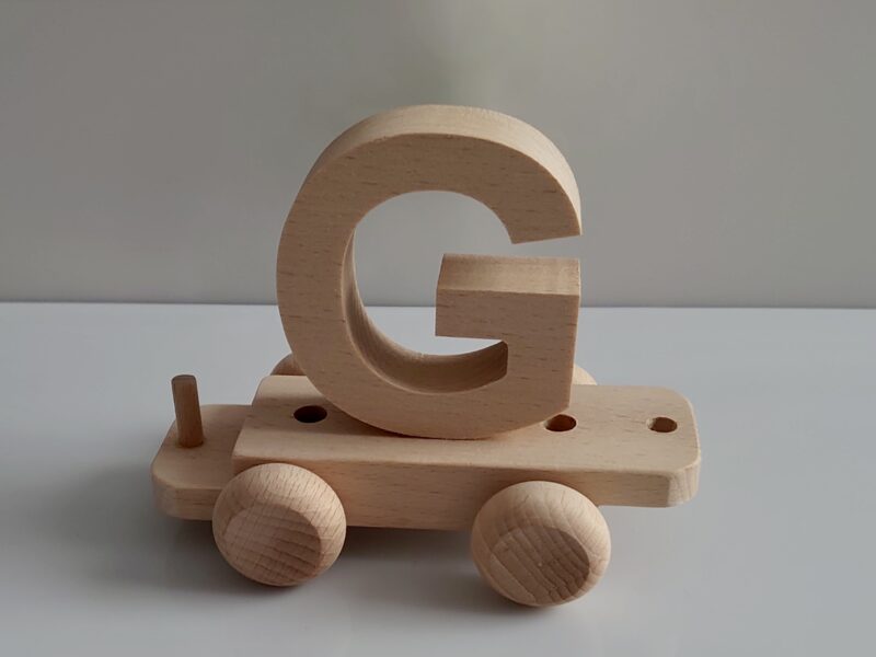 Wooden Letter "G" on Small Train Carriage- Part of the Letter Train Collection