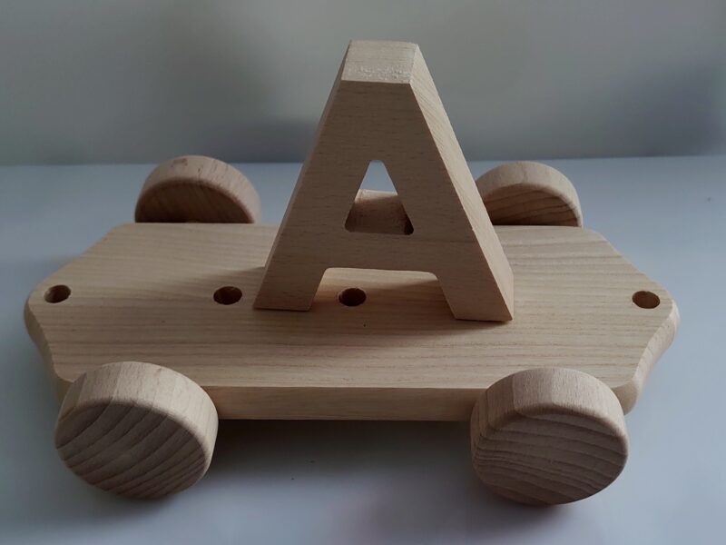 Wooden Letter "A" on Large Train Carriage- Part of the Letter Train Collection