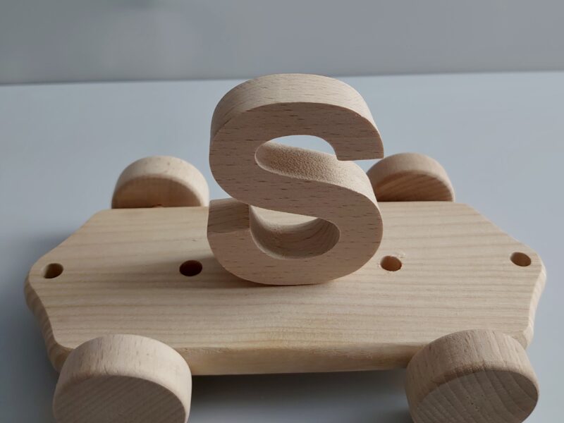 Wooden Letter "S" on Large Train Carriage- Part of the Letter Train Collection