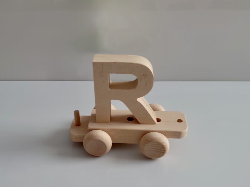 Wooden Letter "R" on Small Train Carriage- Part of the Letter Train Collection