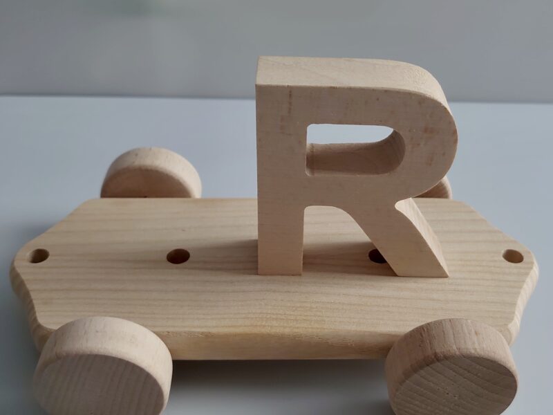 Wooden Letter "R" on Large Train Carriage - Part of the Letter Train Collection